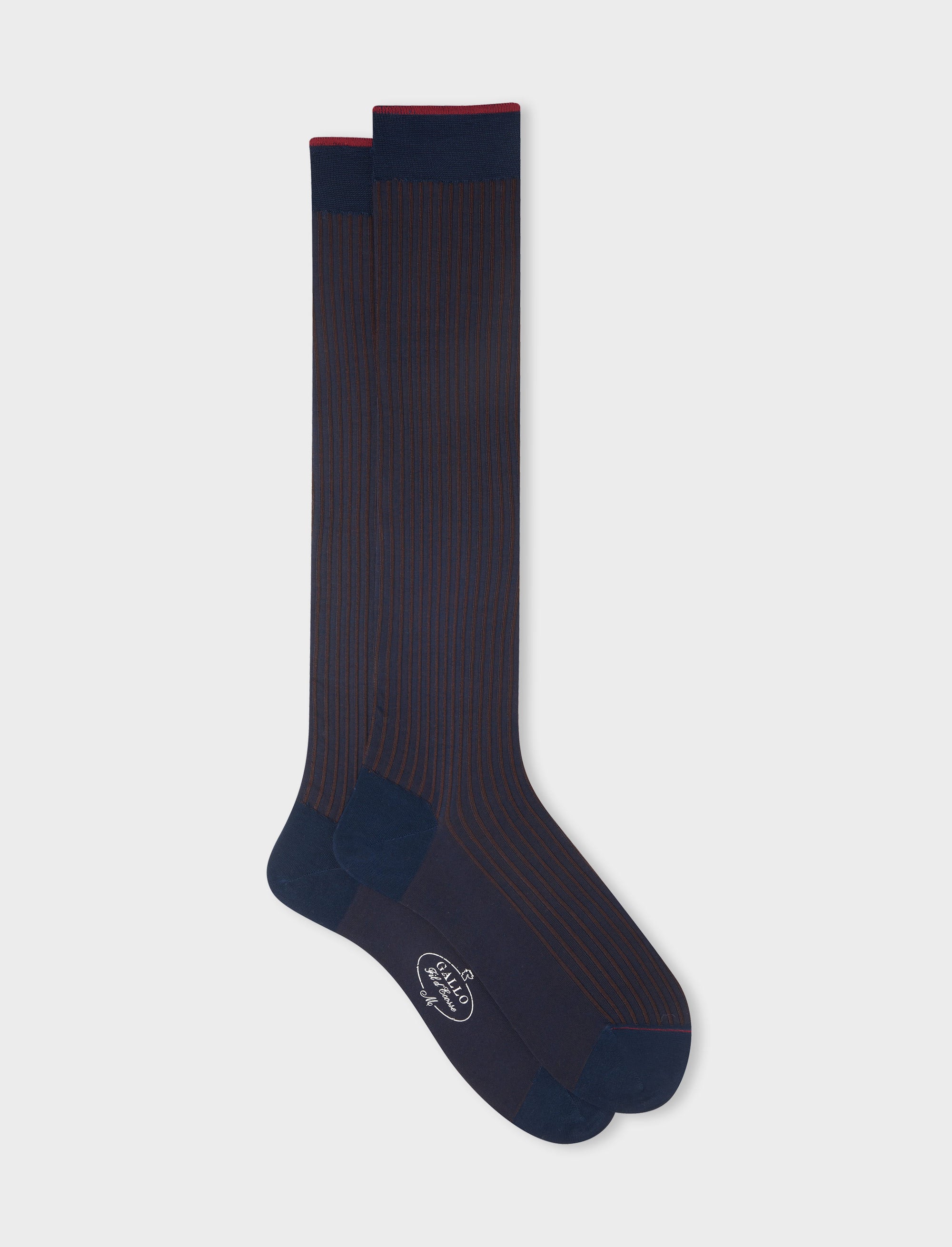 Gallo Calze lunghe uomo cotone blu twin rib spaziata Gallo Calze lunghe uomo cotone blu twin rib spaziata