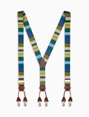 Bretella elastica unisex a righe multicolor verde - Gallo 1927 - Official Online Shop