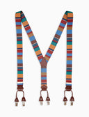 Elastische Unisex-Hosenträger mit Multicolor-Streifen in Hellblau