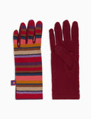 Guanti corti donna pile bordò righe multicolor - Gallo 1927 - Official Online Shop