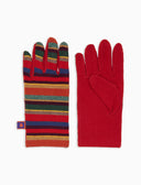 Guanti corti donna pile rosso righe multicolor - Gallo 1927 - Official Online Shop