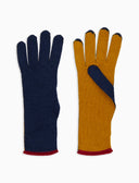 Guanti donna lana, seta e cashmere blu tinta unita e contrasti - Gallo 1927 - Official Online Shop