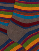 Calze lunghe donna cotone e cashmere marrone righe multicolor micro - Gallo 1927 - Official Online Shop
