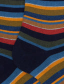 Calze lunghe donna cotone e cashmere blu righe multicolor micro - Gallo 1927 - Official Online Shop