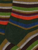 Calze lunghe donna cotone e cashmere verde righe multicolor micro - Gallo 1927 - Official Online Shop