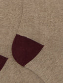 Women's long plain beige cotton and cashmere socks with contrasting details