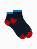 Calze cortissime donna cotone leggerissimo blu oltremare tinta unita e contrasti - Gallo 1927 - Official Online Shop