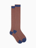 Calze lunghe donna cotone caldo blu righe windsor
