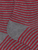 Kurze Damensocken aus warmer Baumwolle, grau, mit Windsor-Streifen