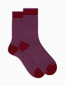 Calze corte donna cotone bordò righe windsor - Gallo 1927 - Official Online Shop