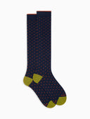 Calze lunghe donna cotone blu fantasia pois - Gallo 1927 - Official Online Shop