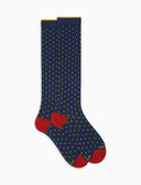 Calze lunghe donna cotone blu fantasia pois - Gallo 1927 - Official Online Shop