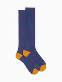 Calze lunghe donna cotone caldo blu fantasia pois