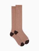 Lange Damensocken aus warmer Baumwolle, beige mit Punktmuster