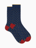 Calze corte donna cotone blu fantasia pois - Gallo 1927 - Official Online Shop