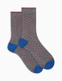 Kurze Damensocken aus warmer Baumwolle, grau mit Punktmuster