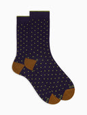 Calze corte donna cotone viola fantasia pois - Gallo 1927 - Official Online Shop
