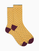 Kurze Damensocken aus warmer Baumwolle, gelb mit Polka-Dot-Muster