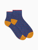 Calze cortissime donna cotone caldo blu fantasia pois