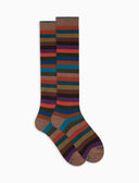 Calze lunghe donna cotone beige righe pari - Gallo 1927 - Official Online Shop