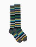 Calze lunghe donna cotone grigio righe pari - Gallo 1927 - Official Online Shop