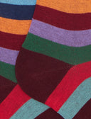 Women's short warm cotton socks, blue, even stripes