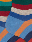 Women's short warm cotton socks, burgundy, even stripes