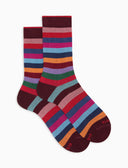 Men's long warm cotton socks, gray, even stripes