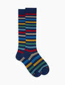 Calze lunghe donna cotone righe pari blu - Gallo 1927 - Official Online Shop