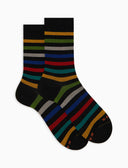 Calze corte donna cotone righe pari nero - Gallo 1927 - Official Online Shop