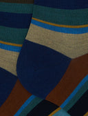 Calze lunghe donna cotone righe multicolor blu - Gallo 1927 - Official Online Shop