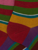 Calze lunghe donna cotone righe multicolor rosso - Gallo 1927 - Official Online Shop