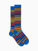 Calze lunghe donna cotone righe multicolor blu - Gallo 1927 - Official Online Shop