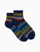 Calze lunghe donna cotone righe multicolor blu - Gallo 1927 - Official Online Shop