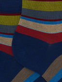 Calze lunghe donna cotone righe multicolor blu - Gallo 1927 - Official Online Shop