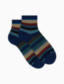 Calze lunghe donna cotone righe multicolor blu - Gallo 1927 - Official Online Shop