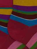 Calze corte donna cotone righe multicolor rosso - Gallo 1927 - Official Online Shop