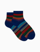 Calze lunghe donna cotone righe multicolor blu - Gallo 1927 - Official Online Shop