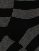 Women's long warm cotton socks in black with two-tone stripes