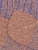 Women's long brown plated warm cotton socks with wide rib stitch