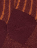 Lange Damensocken aus warmer Baumwolle, bordeauxrot, mit breiten Rippen