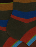 Calze corte donna cotone verde righe multicolor - Gallo 1927 - Official Online Shop