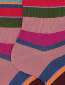 Calze corte donna cotone caldo rosa righe multicolor