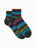 Calze cortissime donna cotone caldo blu righe multicolor