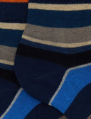 Calze cortissime donna cotone blu righe multicolor - Gallo 1927 - Official Online Shop