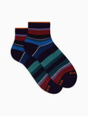 Calze cortissime donna cotone viola righe multicolor - Gallo 1927 - Official Online Shop