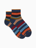 Calze cortissime donna cotone caldo blu righe multicolor