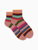 Calze cortissime donna cotone caldo rosa righe multicolor