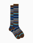 Calze lunghe donna cotone righe multicolor marrone - Gallo 1927 - Official Online Shop