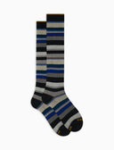 Calze lunghe donna cotone righe multicolor grigio - Gallo 1927 - Official Online Shop